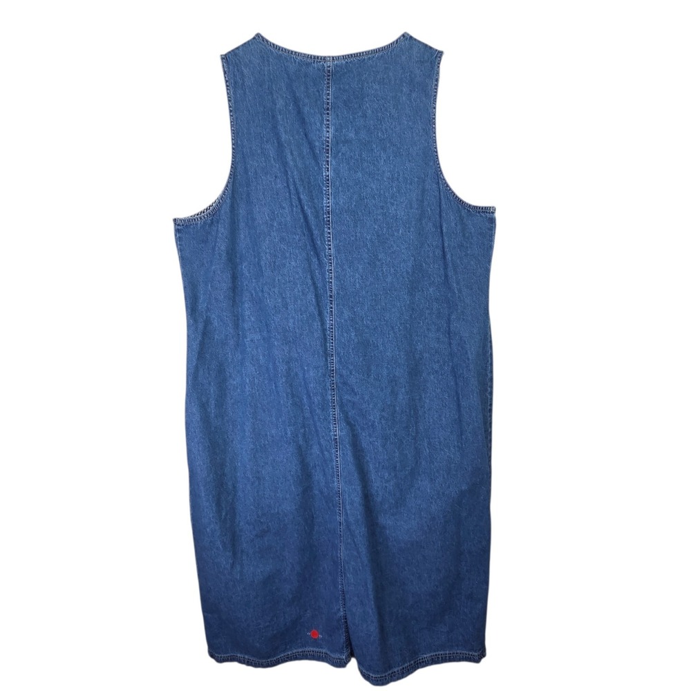 Vintage Womens Cottagecore Cotton Blue Denim Overall Jumper Dress SZ 2X Prairie - Picture 8 of 14